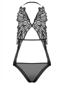 Alifini Transparante Body Met Vleugelprint – Zwart – Obsessive