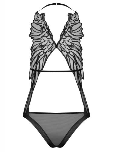 Alifini Transparante Body Met Vleugelprint – Zwart – Obsessive