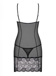 Alluria Negligé Met String – Zwart – Obsessive