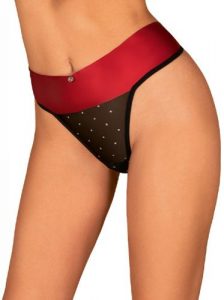 Tienesy String Met Sexy Strik – Zwart/Rood – Obsessive