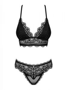 Renelia 2-delige Kanten BH Set – Zwart – Obsessive
