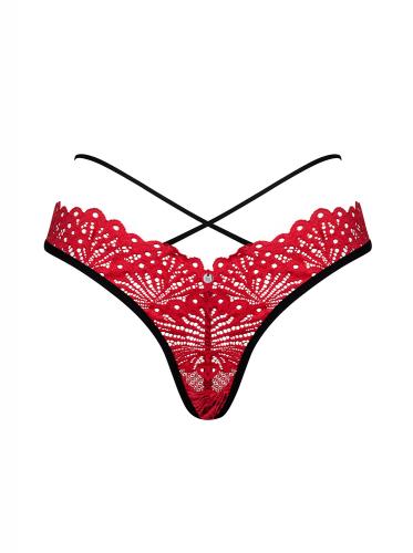 Mettia Sexy Kanten String – Zwart/Rood – Obsessive