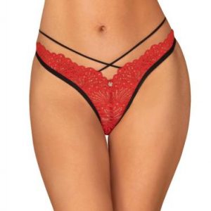 Mettia Sexy Kanten String – Zwart/Rood – Obsessive