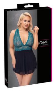 Babydoll Petrol – Zwart & Groenblauw – Cottelli Collection