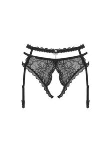 Pearlove Jarretelgordel Met Open Kruisje – Zwart – Obsessive
